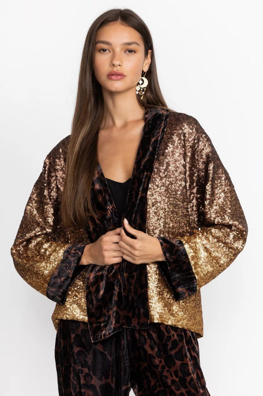 Johnny Was Sequin Gold Plaza Kimono