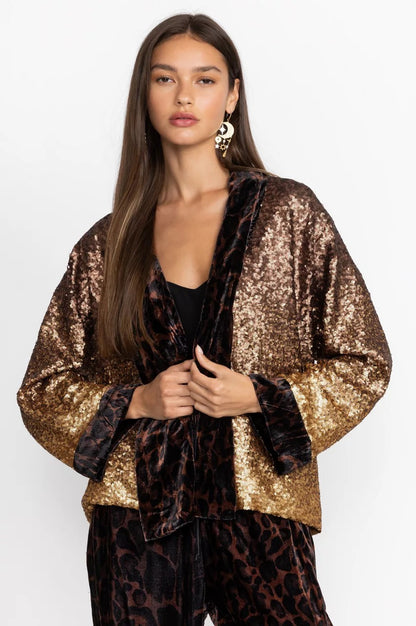 Johnny Was Sequin Gold Plaza Kimono