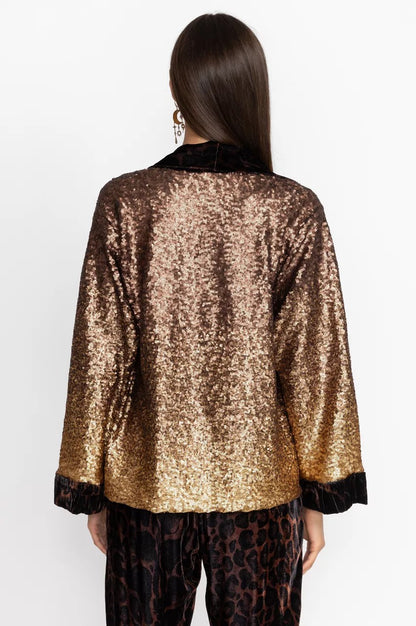 Johnny Was Sequin Gold Plaza Kimono