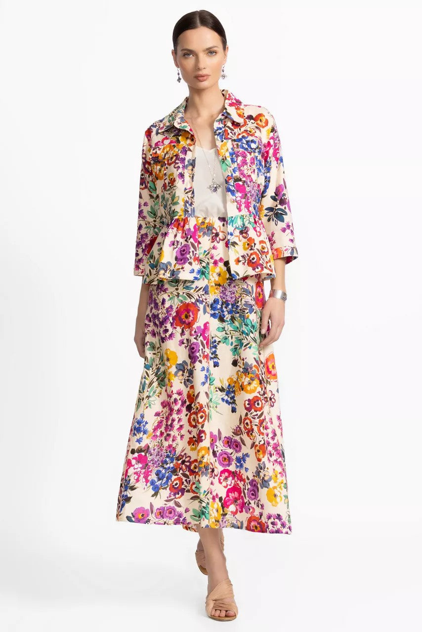 Johnny Was LINEN SEAMED SKIRT