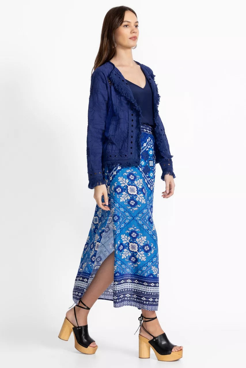 Johnny Was LINEN HIGH SLIT SKIRT