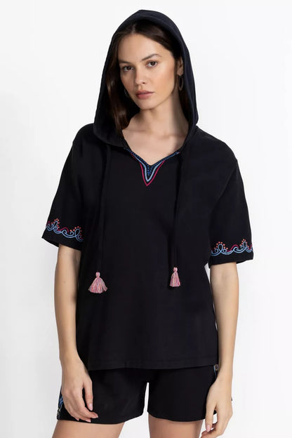 Johnny Was BEE ACTIVE NOTCHED PULLOVER HOODIE