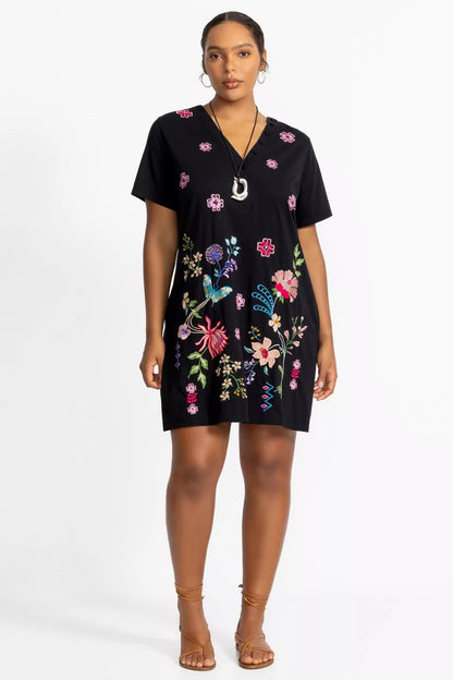 Johnny Was BUTTON NECK KNIT DRESS