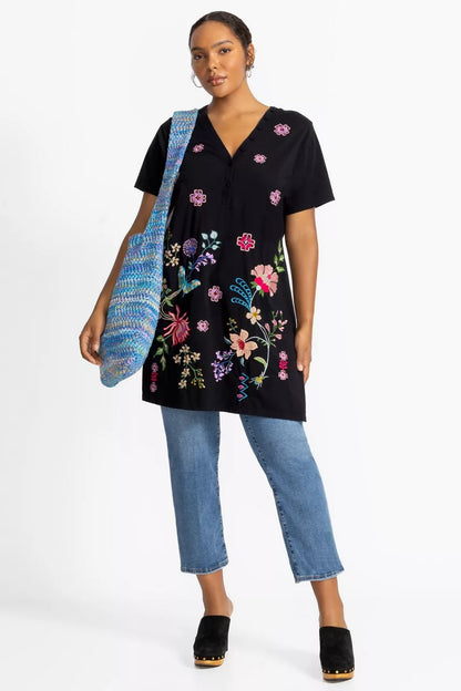 Johnny Was BUTTON NECK KNIT DRESS