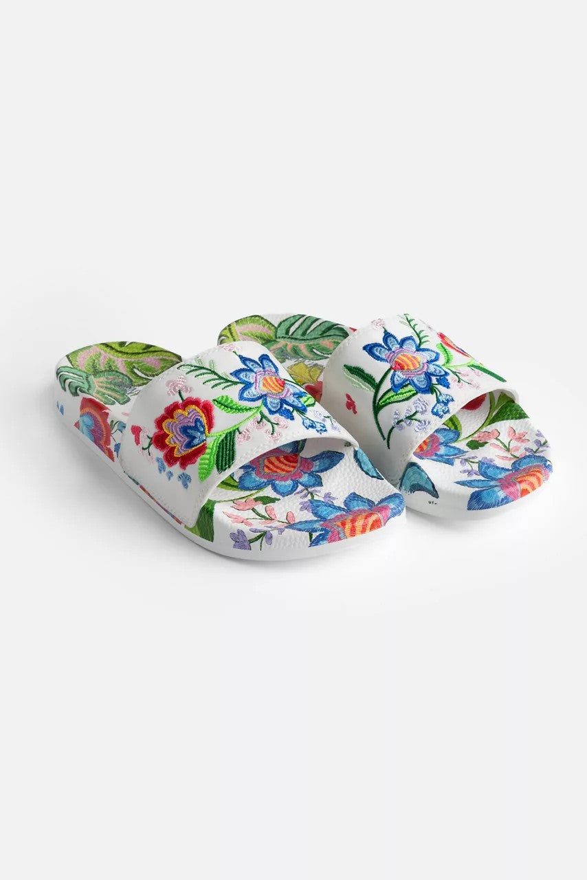 Johnny Was EMBROIDERED POOL SLIDE