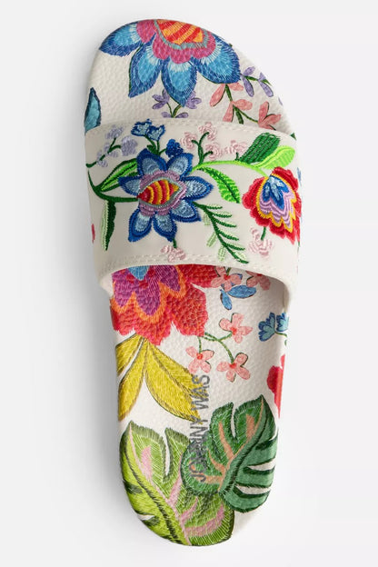 Johnny Was EMBROIDERED POOL SLIDE