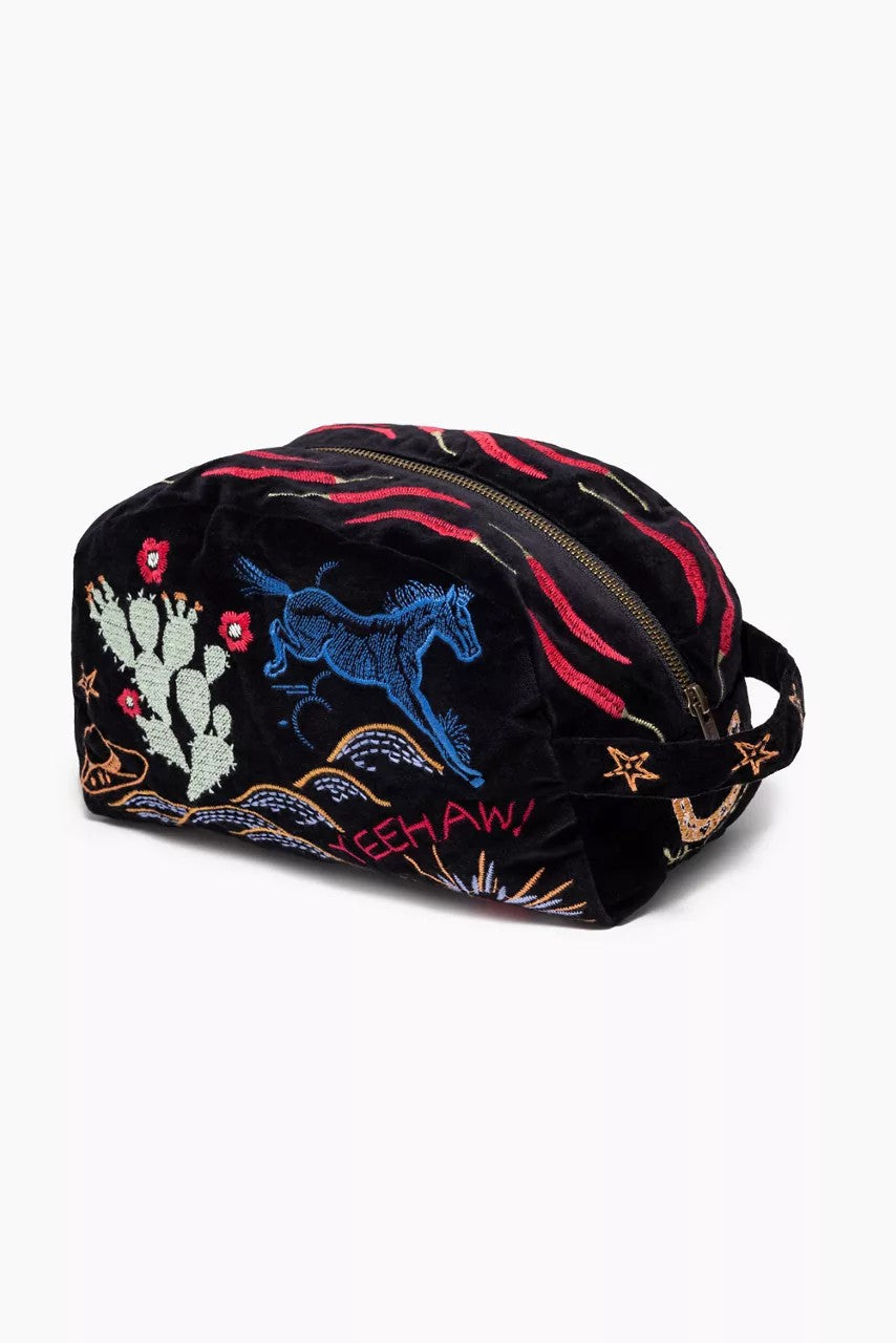 Johnny Was TEXAS COTTON VELVET MAKEUP BAG