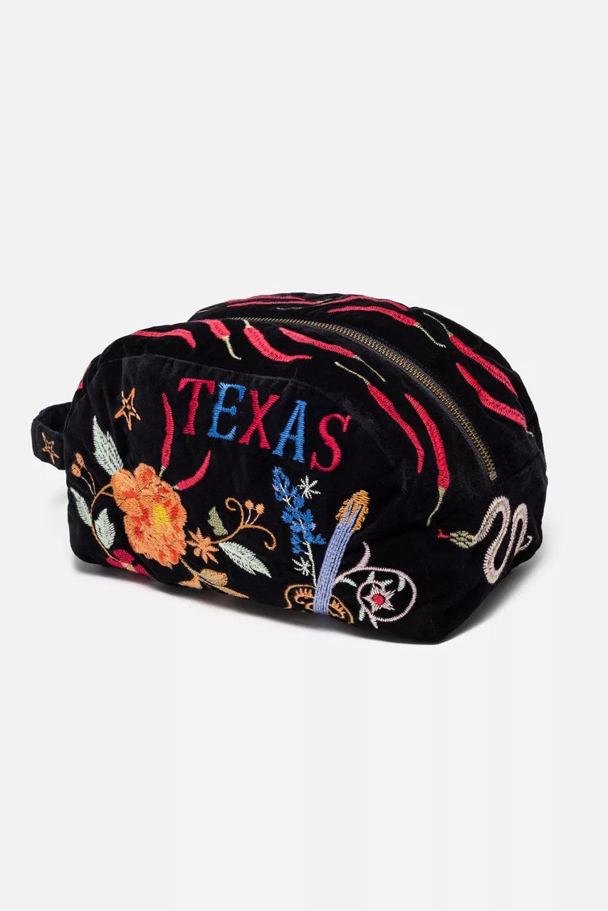 Johnny Was TEXAS COTTON VELVET MAKEUP BAG