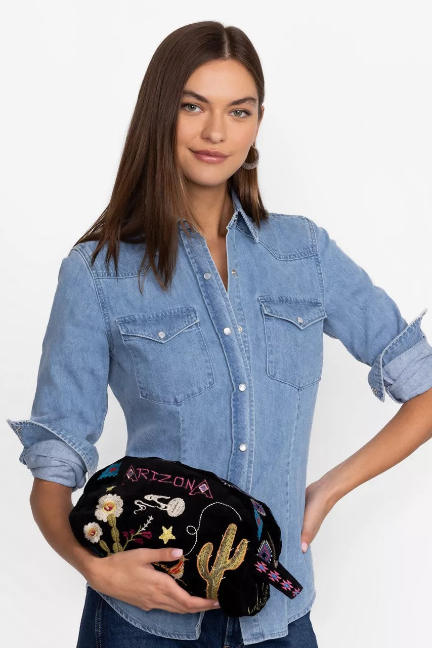 Johnny Was ARIZONA COTTON VELVET MAKEUP BAG