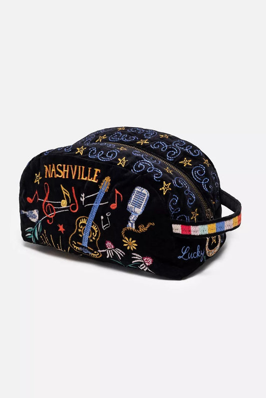 Johnny Was NASHVILLE COTTON VELVET MAKEUP BAG