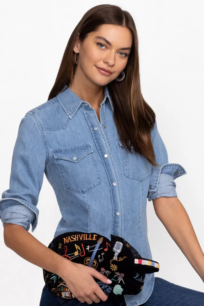 Johnny Was NASHVILLE COTTON VELVET MAKEUP BAG