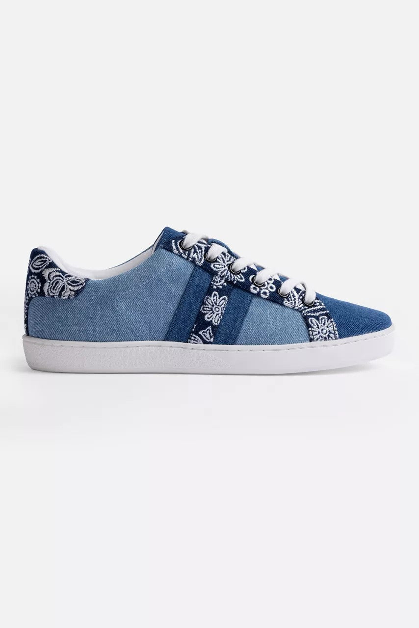 Johnny Was BANDANA EMBROIDERED DENIM SNEAKER
