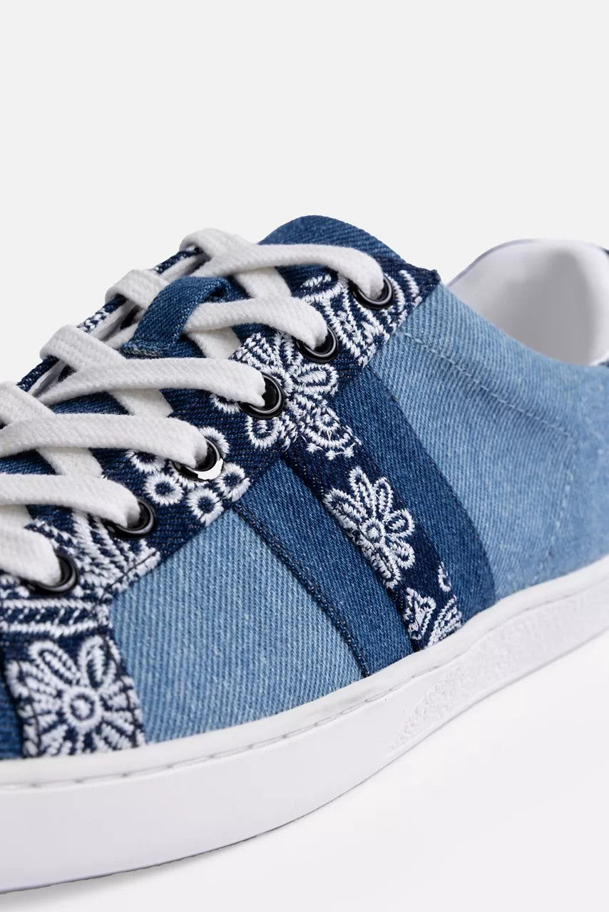 Johnny Was BANDANA EMBROIDERED DENIM SNEAKER