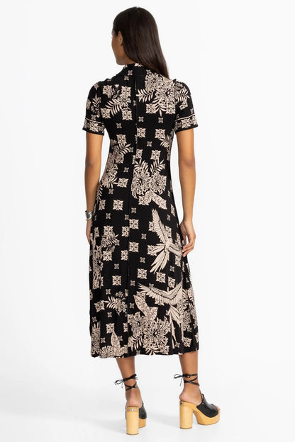 Johnny Was THE JANIE FAVORITE SHORT SLEEVE SEAMED MOCK NECK DRESS