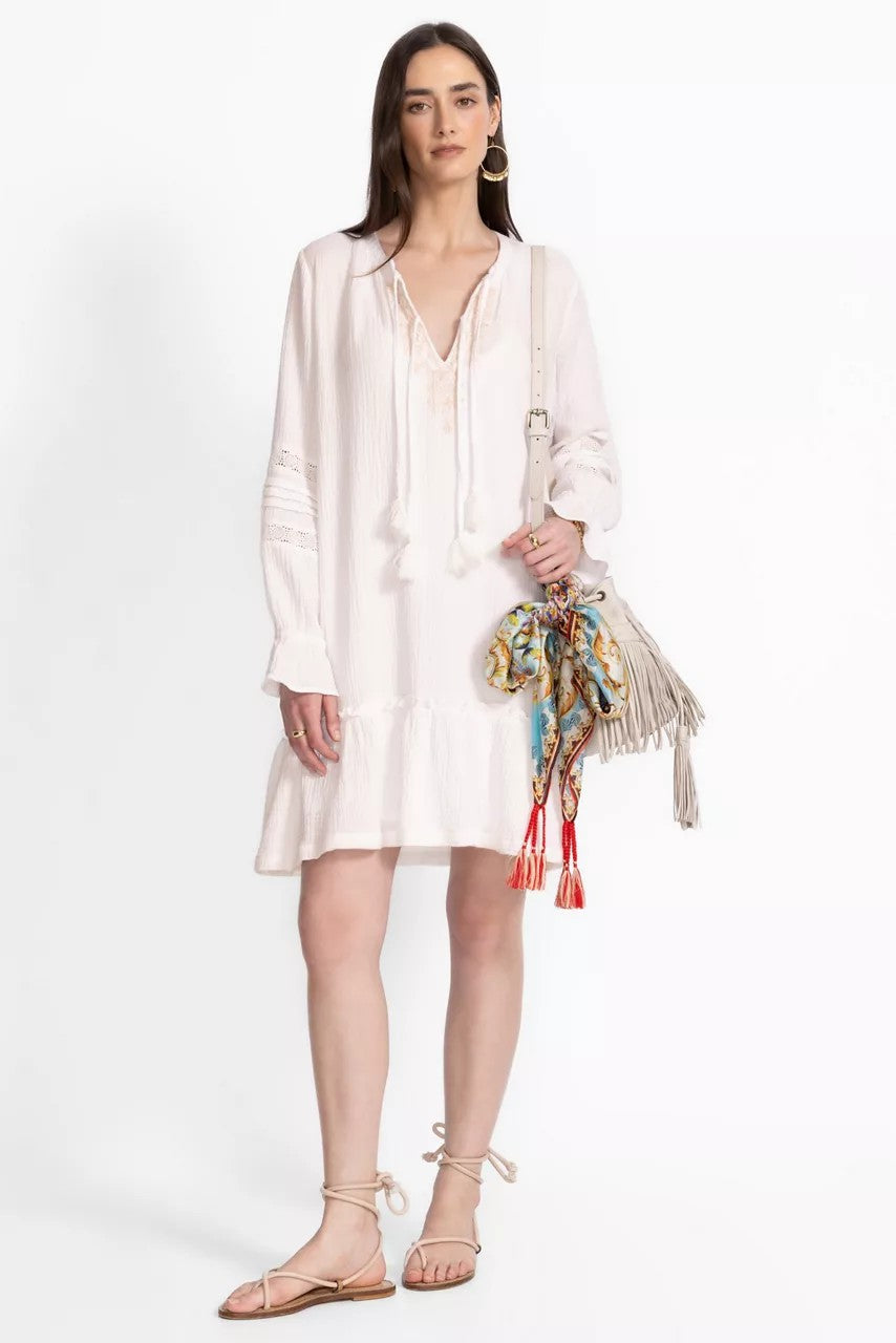 Johnny Was GAUZE RUFFLE TIER MINI DRESS