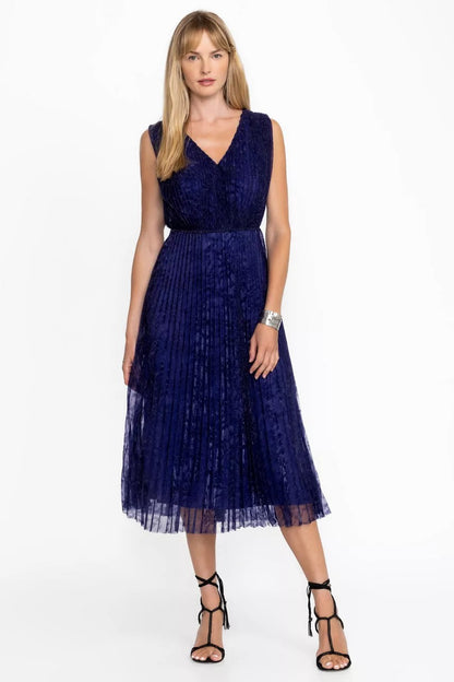 Johnny Was CLARIO PLEATED MIDI DRESS