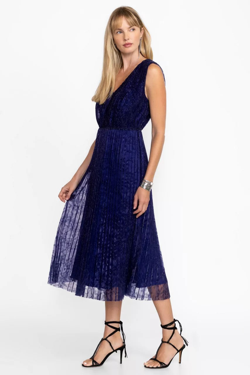 Johnny Was CLARIO PLEATED MIDI DRESS