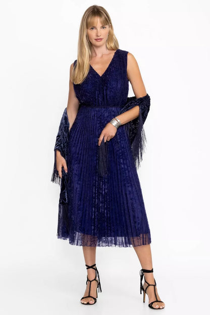 Johnny Was CLARIO PLEATED MIDI DRESS