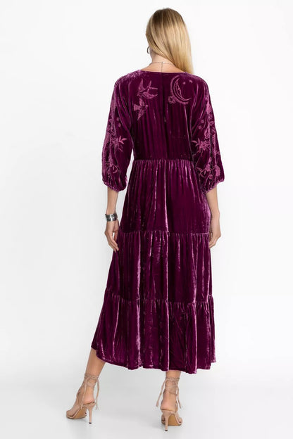 Johnny Was VELVET DOLMAN TIERED DRESS