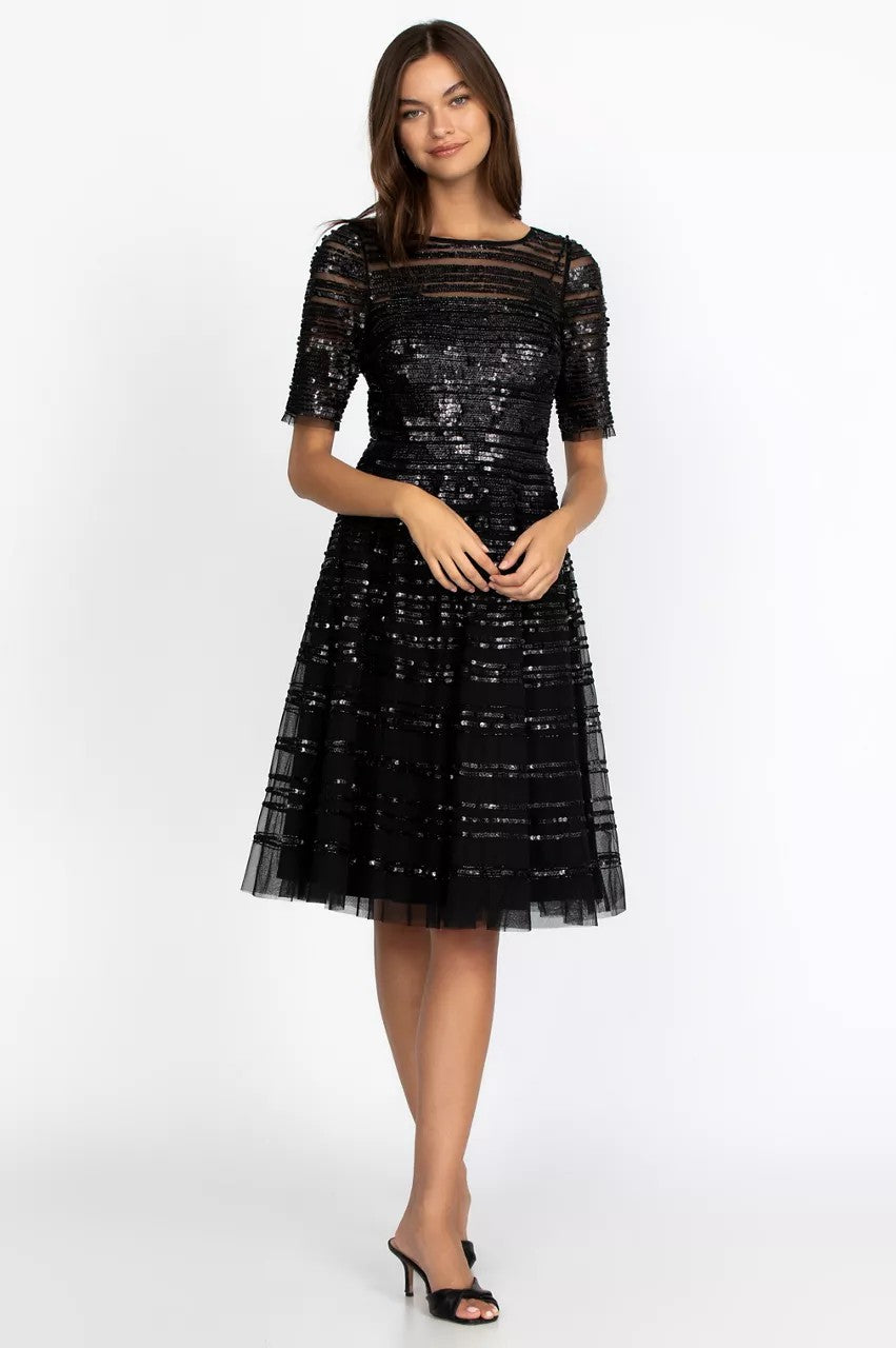 Johnny Was Black Beaded Mesh Dress