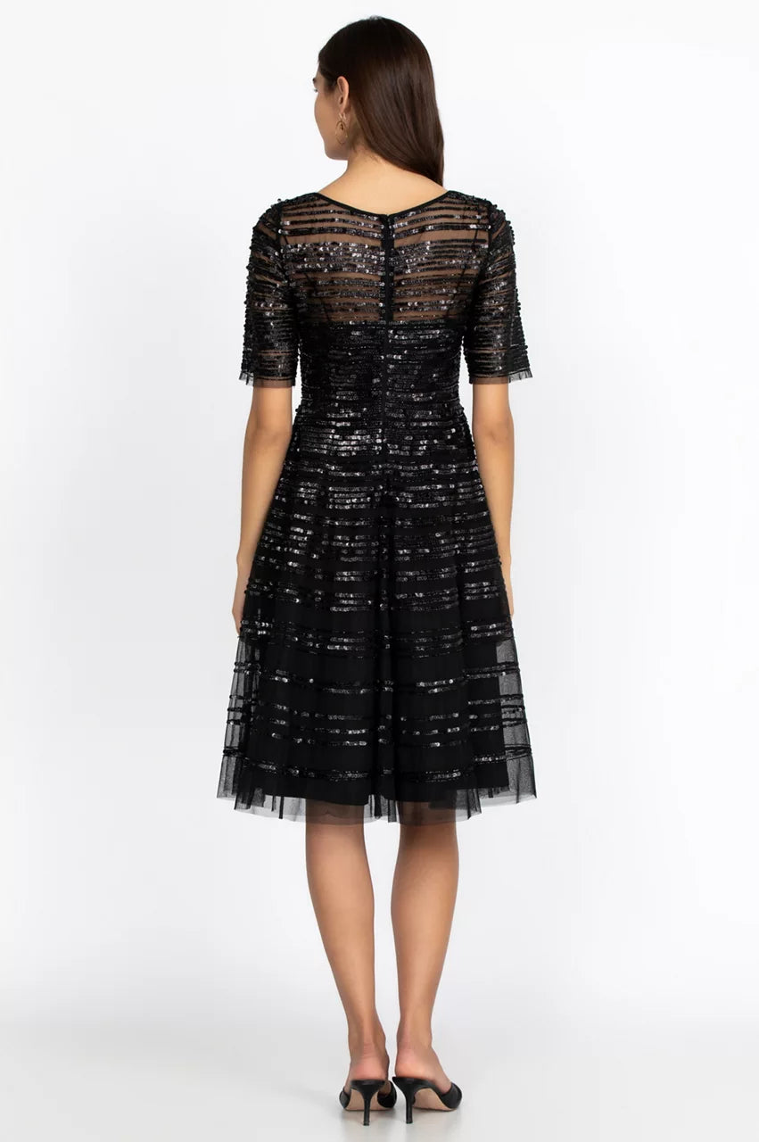 Johnny Was Black Beaded Mesh Dress