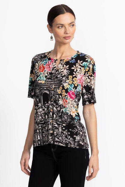 Johnny Was THE JANIE FAVORITE KIMONO SLEEVE MANDARIN TEE