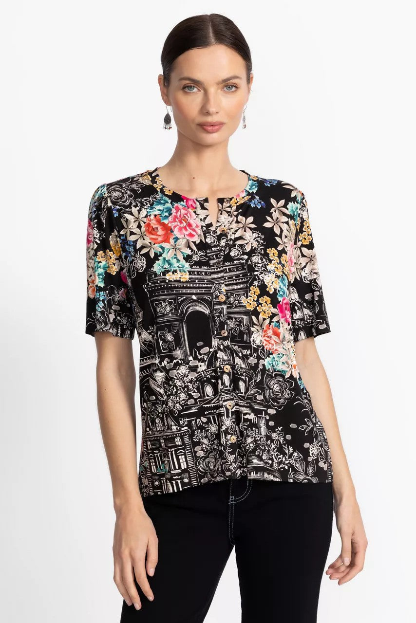 Johnny Was THE JANIE FAVORITE KIMONO SLEEVE MANDARIN TEE