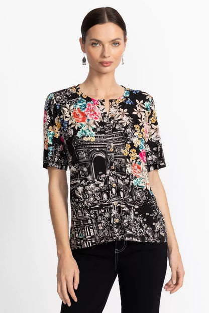 Johnny Was THE JANIE FAVORITE KIMONO SLEEVE MANDARIN TEE
