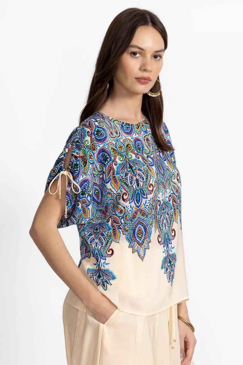 Johnny Was RUCHED SLEEVE BLOUSE