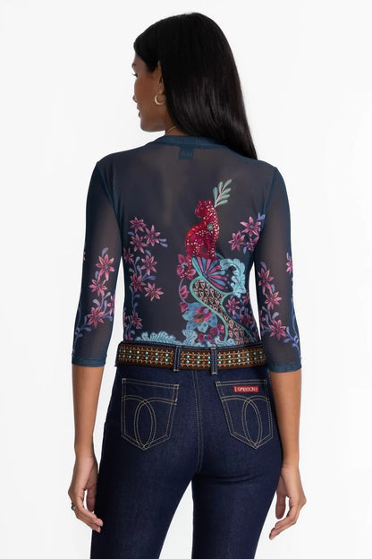 Johnny Was NATALIE 3/4 MESH TEE