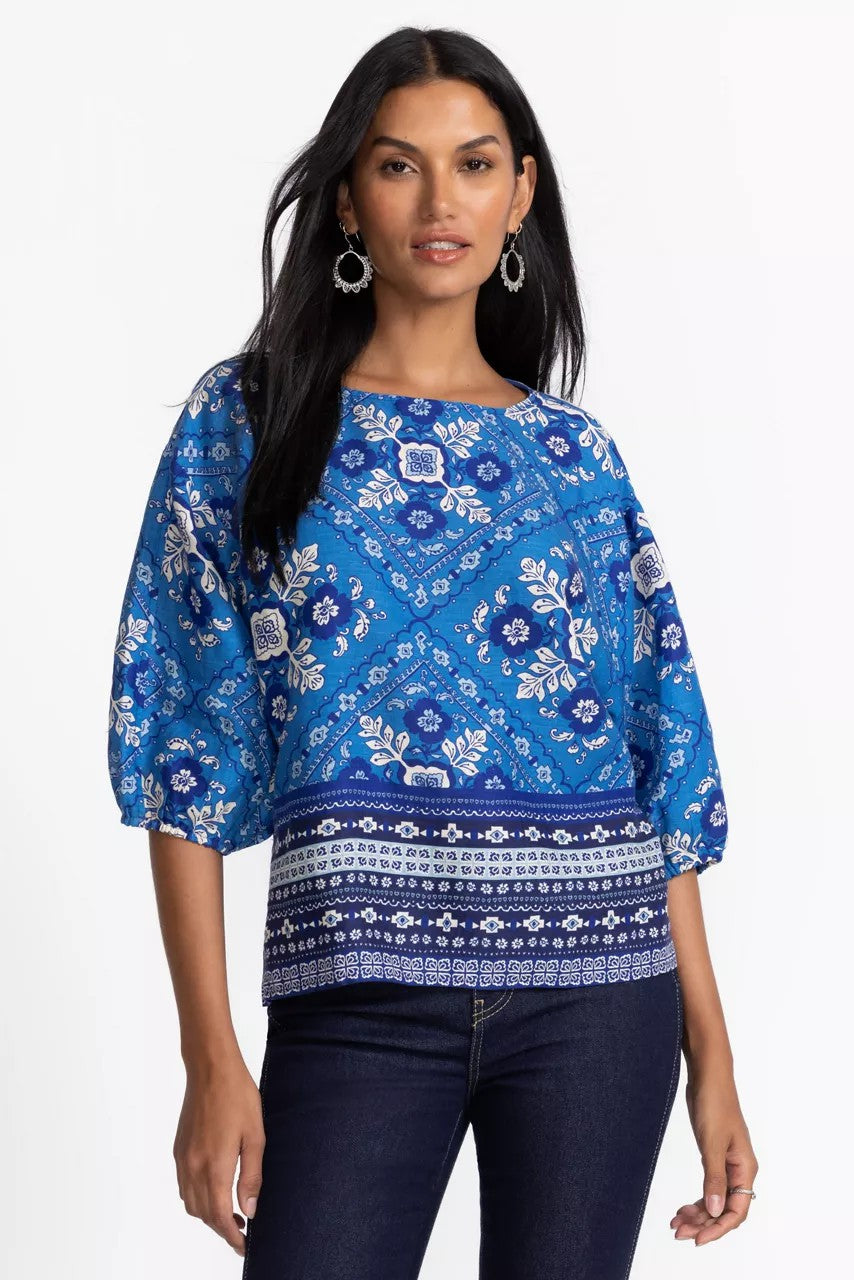 Johnny Was LINEN BOATNECK BLOUSE