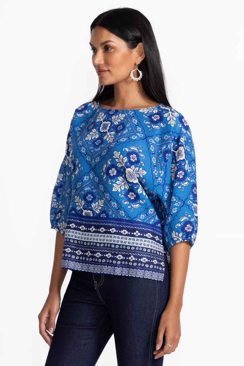 Johnny Was LINEN BOATNECK BLOUSE