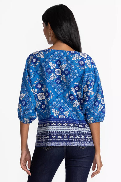 Johnny Was LINEN BOATNECK BLOUSE