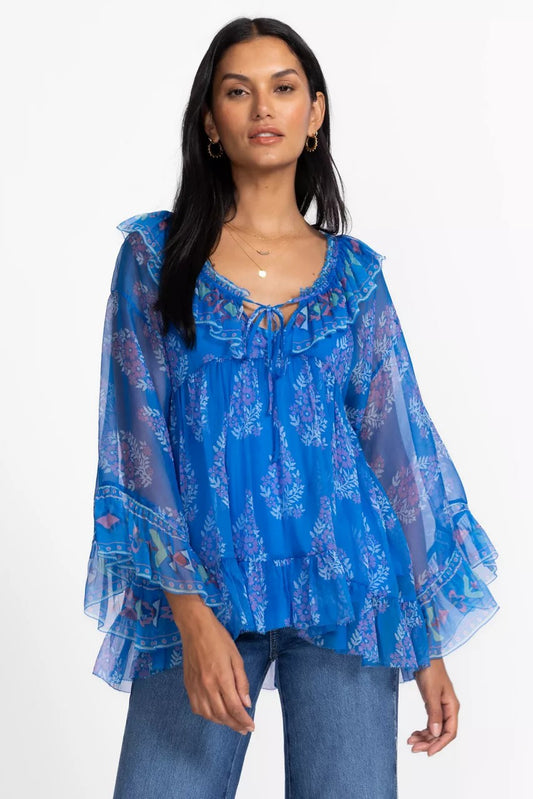 Johnny Was GAL RUFFLE TIE BLOUSE