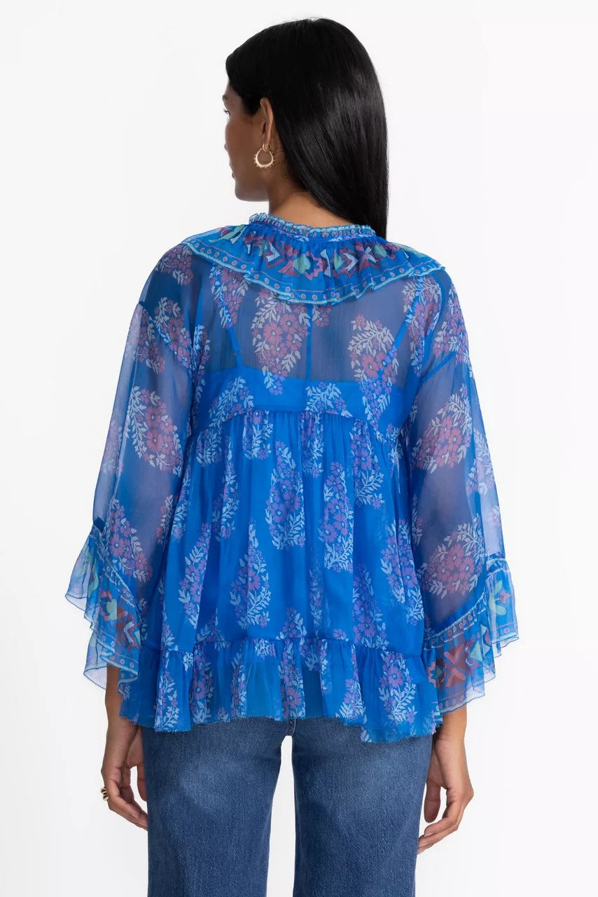 Johnny Was GAL RUFFLE TIE BLOUSE