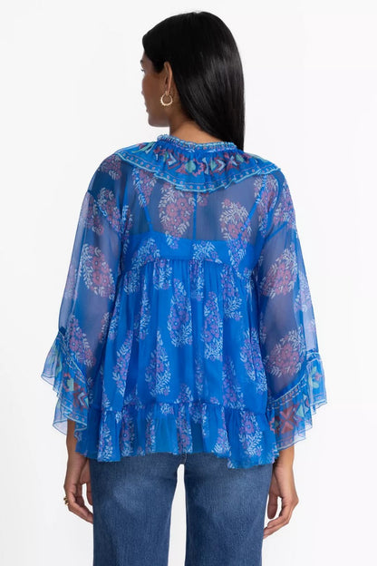 Johnny Was GAL RUFFLE TIE BLOUSE