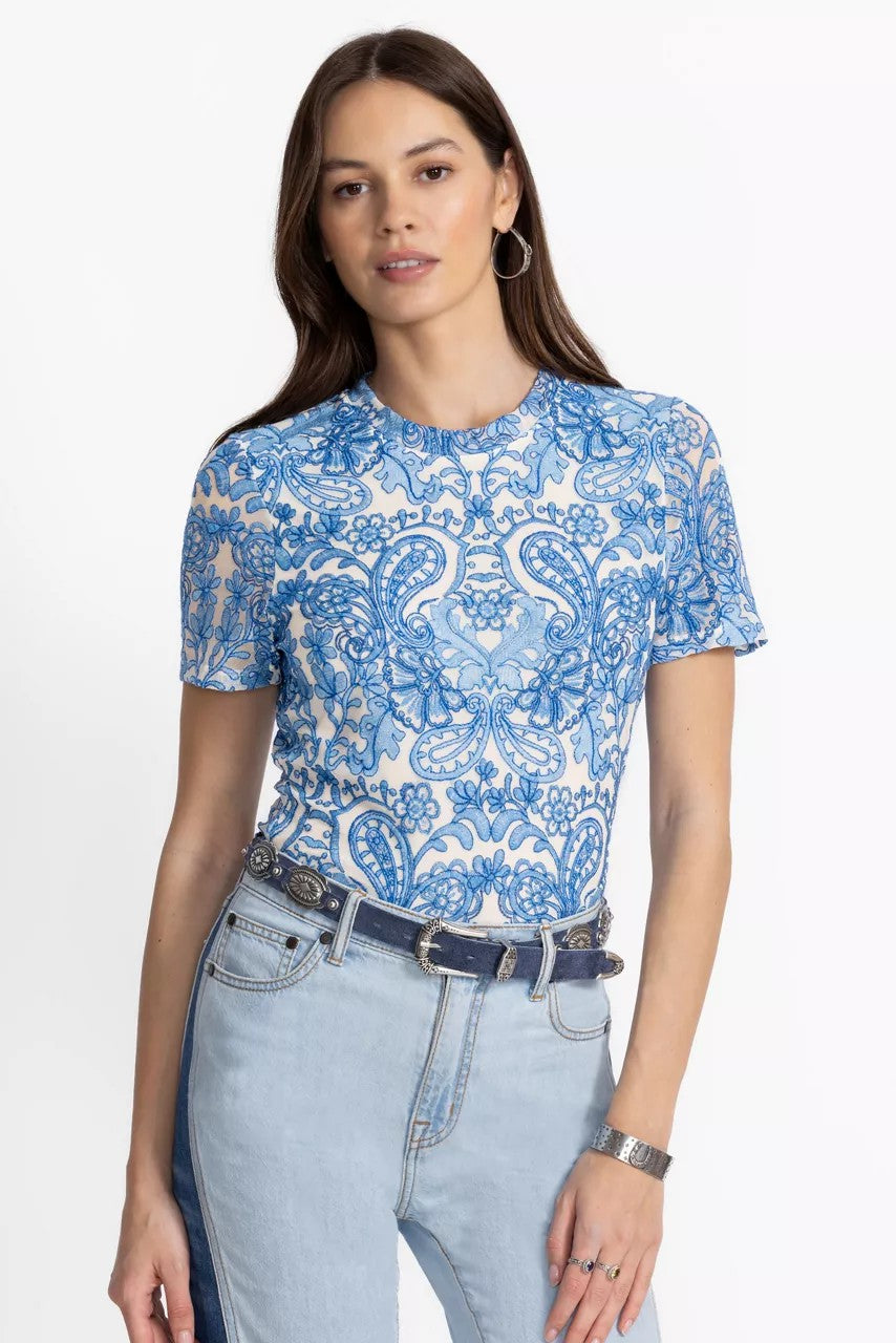 Johnny Was ELEANOR SHORT SLEEVE MESH TEE