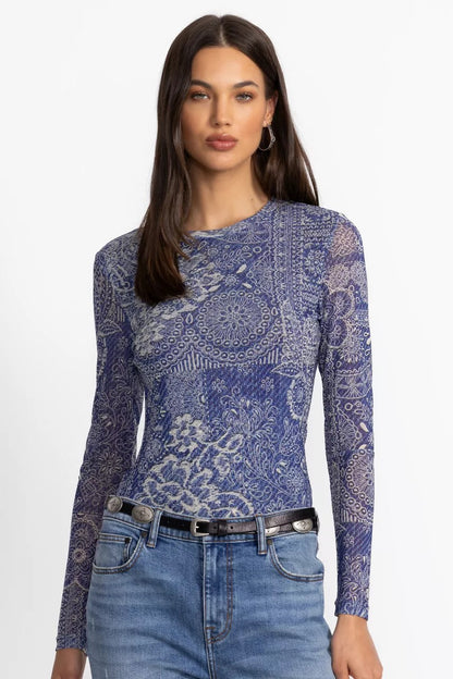 Johnny Was NATALIE LONG SLEEVE MESH TEE