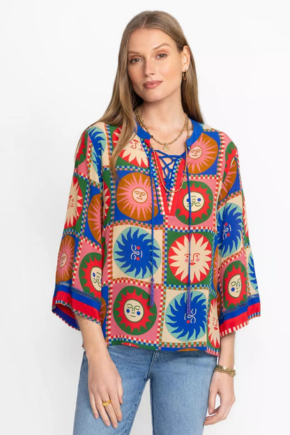 Johnny Was FRONT TIE VILLA BLOUSE