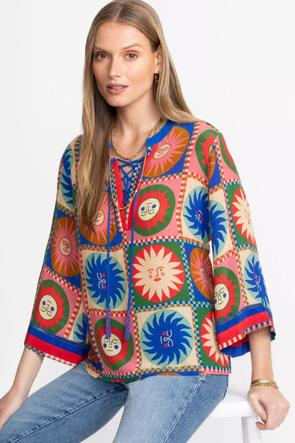 Johnny Was FRONT TIE VILLA BLOUSE