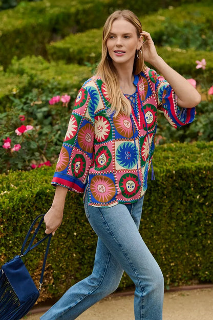 Johnny Was FRONT TIE VILLA BLOUSE