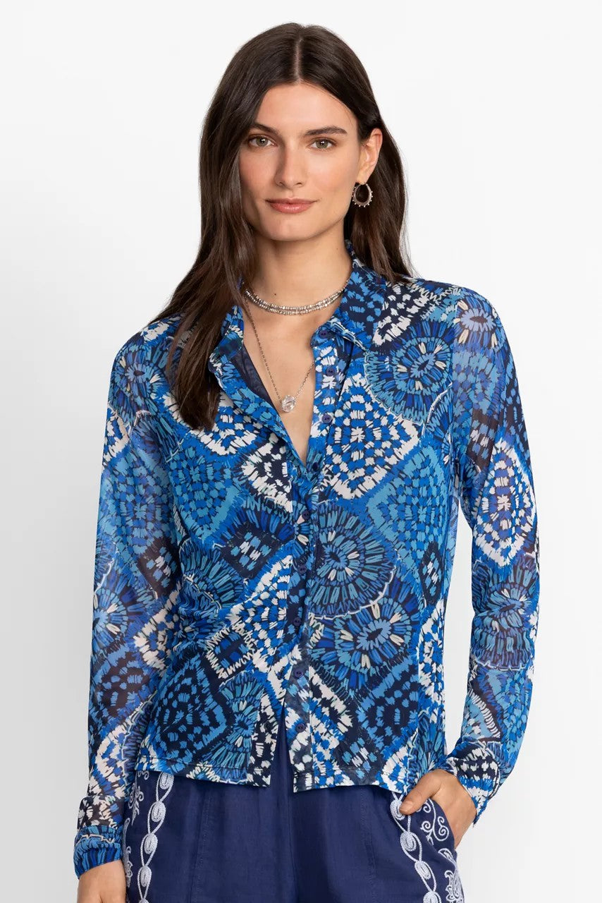 Johnny Was DEVIN MESH BUTTON DOWN SHIRT