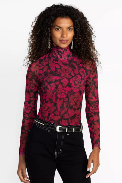 Johnny Was REBECCA MESH MOCK NECK TEE