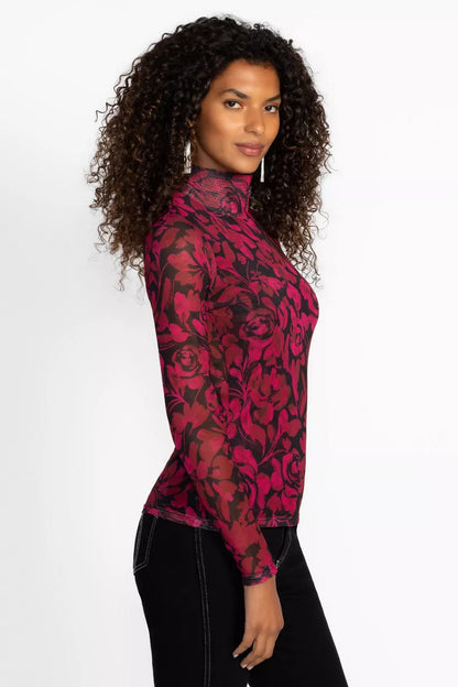 Johnny Was REBECCA MESH MOCK NECK TEE