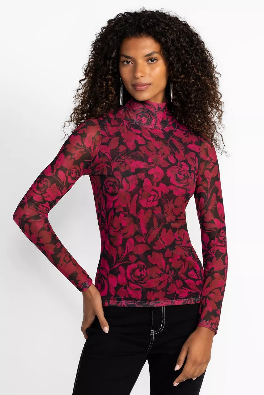 Johnny Was REBECCA MESH MOCK NECK TEE