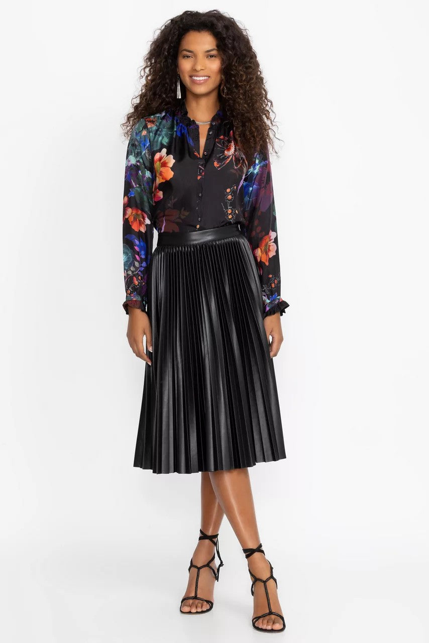 Johnny Was EMMI VEGAN LEATHER PLEATED SKIRT