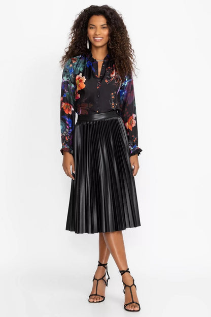 Johnny Was EMMI VEGAN LEATHER PLEATED SKIRT