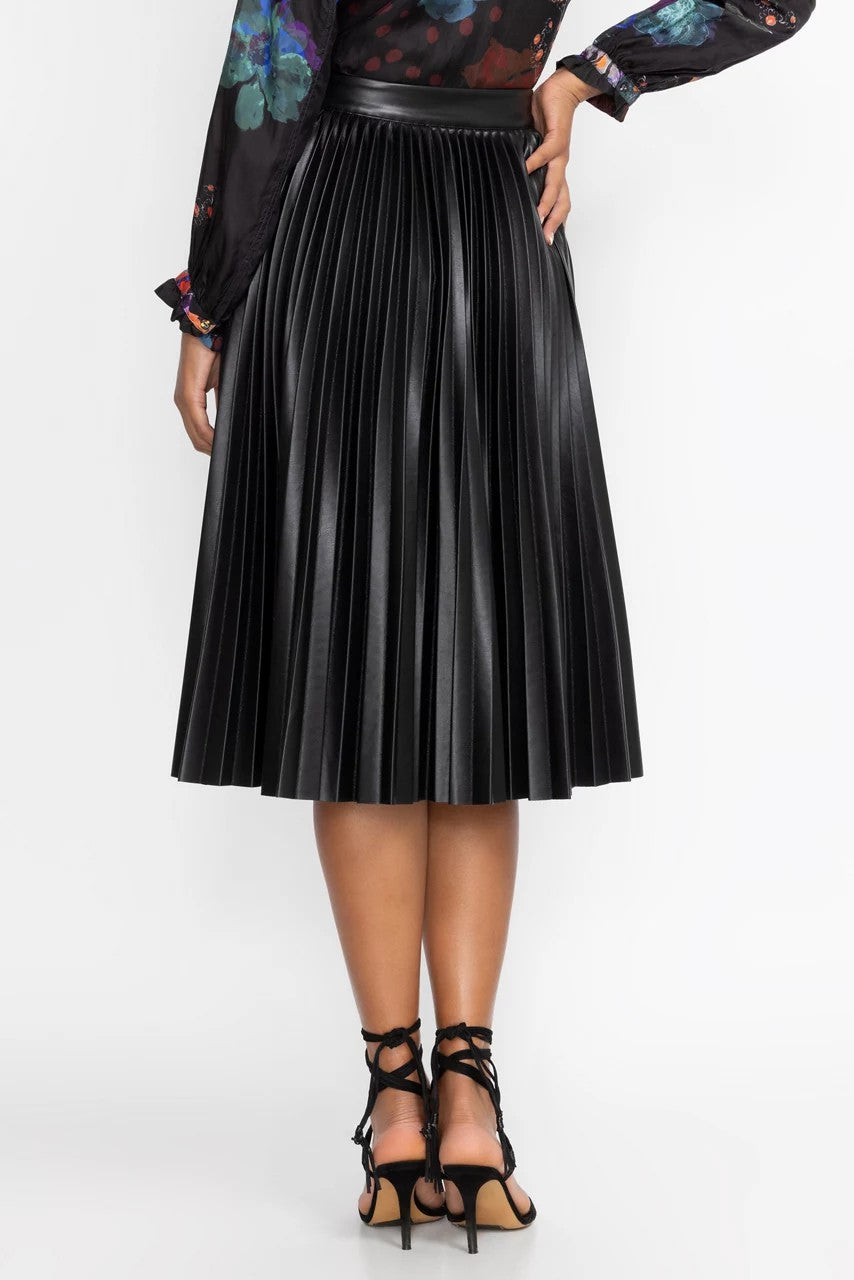 Johnny Was EMMI VEGAN LEATHER PLEATED SKIRT