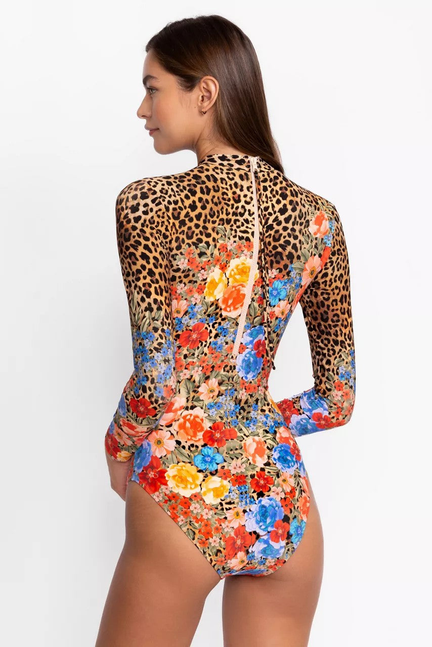 Johnny Was CHEETAH CROSS OVER NECK SURF ONE PIECE