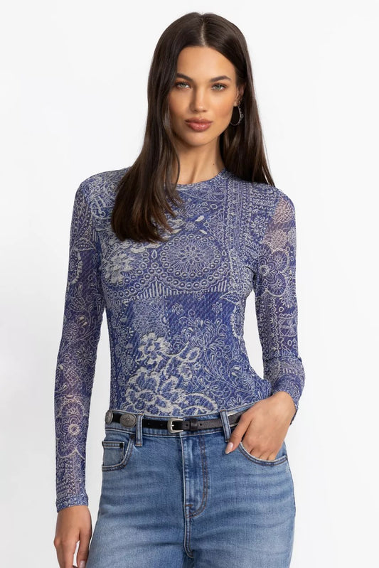 Johnny Was NATALIE LONG SLEEVE MESH TEE